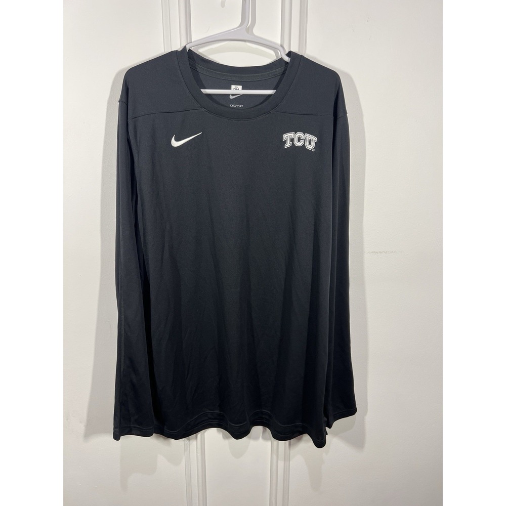 Nike TCU Horned Frogs Mens XL Dri-FIT Long Sleeve Shirt Black NCAA Football